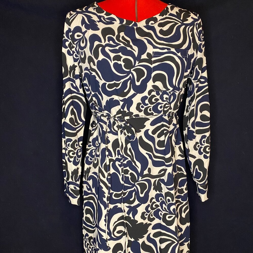 LOFT S dress blue/black floral pattern mid-length